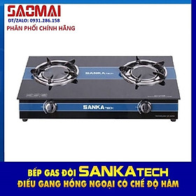 Mua Bếp Gas Đôi Hồng Ngoại SANKAtech 722BB Siêu Tiết Kiệm Gas - Màu Xanh Đen 722BG - Hàng chính hãng