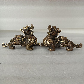 Mua Cặp Tỳ Hưu Bằng Đồng Hun Nâu Giả Cổ  Tỳ Hưu Phong Thủy Bày Thần Tài Cầu Tài Lộc-Đồ Đồng Nguyệt Ánh