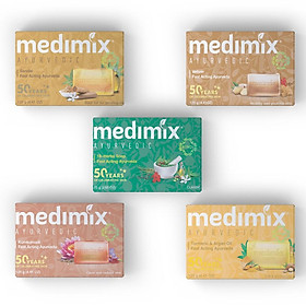 Combo Xà phòng Medimix 18 Loại Thảo Dược - Nghệ Và Dầu Argan - Đàn Hương - Kumkumadi Nghệ Tây - Cỏ Hương Bài 125g/bánh