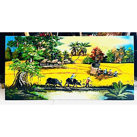 Mua Tranh sơn mài đồng quê Thanh Bình Lê  hàng xuất khẩu 60x120 cm nhiều mẫu