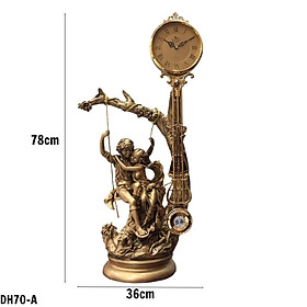 Mua Đồng hồ quả lắc để bàn đồng và gỗ sồi DH100 - Đồng hồ để bàn cổ điển đẹp sang trọng kích thước  36 x 78 cm để kệ tủ trang trí phòng khách nhà ở.