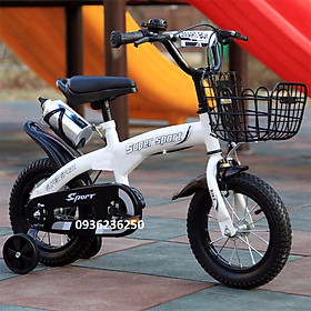xe đạp trẻ em có bánh phụ chống đổ 14-16inch kiểu dáng thể thao khỏe khoắn, xe đạp cho bé từ 3-8 tuổi
