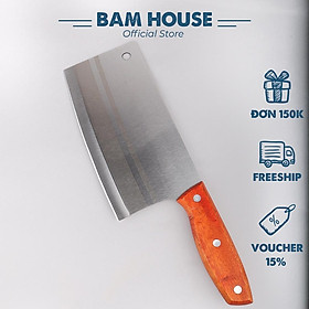 Dao chặt xương inox bam House cán gỗ mũi dao vuông góc cao cấp DCX04 - Gia dụng bếp