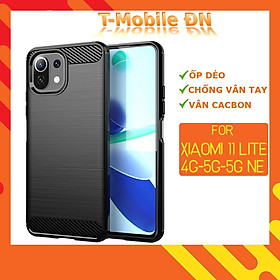 Ốp lưng dành cho Xiaomi Mi 11 Lite 5G NE ốp silicone mềm Carbone phay xước chống sốc chống vân tay - Black, Black