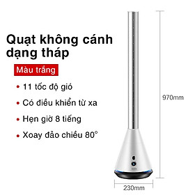 Mua Quạt tháp quạt không cánh có điều khiển từ xa hẹn giờ tắt công suất lớn độ ồn thấp an toàn cho trẻ nhỏ