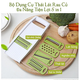 BÀO SỢI, BÀO RAU CỦ đa năng 5 in 1 - Siêu tiện ích, siêu tiết kiệm - Bào phô mai, vỏ chanh, Bào bột khoai, Bảo vỏ rau củ, cắt lát mỏng, Bào sợi to 3mm, sợi nhỏ 2mm, Chặn cắt Khoai Tây ( Tặng vỉ dán tường to )