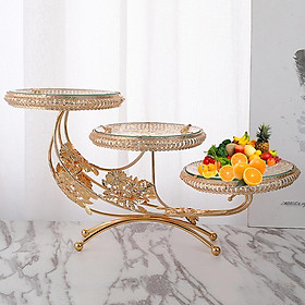 Luxury Fruit Bowl 3 Tier Tempered Glass Round Plate Display Holder Fruit Candies Serving Tray Kitchen Wedding Supplies Home Decorative