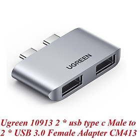 Bộ chuyển đổi 2 cổng  type C sang 2 cổng USB 3.1 hỗ trợ cho Macbook UGREEN 10913-Hàng chính hãng
