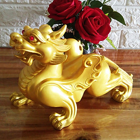 Mua Tỳ Hưu phong thủy đá poly vàng một con loại lớn KHV30