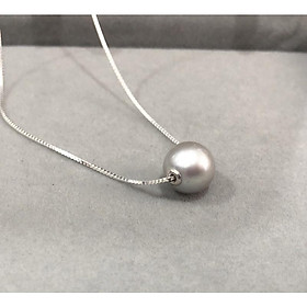 Dây Chuyền Ngọc Trai Thật Nước Ngọt Bạc 925 Xuyên Tâm Hạt Xám 10ly - Trường Thịnh Ngọc Trai