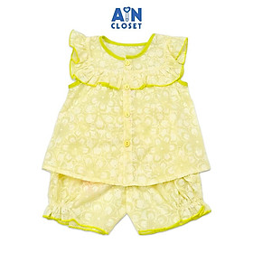 Bộ quần áo ngắn bé gái họa tiết hoa Mai Vàng Cốm cotton - AICDBGNZQCCU - AIN Closet - Size 3 10-13kg