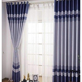 Mua Rèm cửa chính  cửa sổ vải gấm kẻ xanh