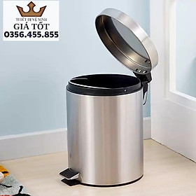 Mua Thùng rác inox đạp chân 5L - Thùng rác inox tiện lợi