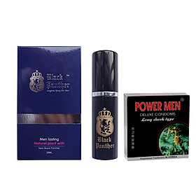Chai Xịt Chống Xuất Tinh Sớm Black Panther Nhật Bản - Kèm BCS Powermen Hộp 3 Chiếc - Hàng Chính Hãng 100% - Che Tên Sản Phẩm