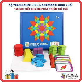 Bộ ghép hình Pattern Block chất liệu gỗ 155 chi tiết