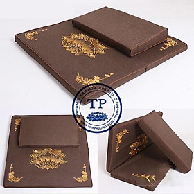 Mua Bộ Đệm Dốc Ngồi Thiền Thêu Hoa Sen  mầu nâu  chất liệu xơ dừa không xẹp TM121235