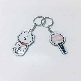 Móc khóa BTS JIN mica combo 2 móc