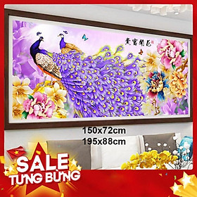 Mua Tranh thêu chữ thập chim công hn0832 150x72cm