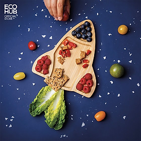 Mua Khay gỗ Decor / khay gỗ ăn dặm ECOHUB  Gỗ tre tự nhiên an toàn (tặng nĩa tre)