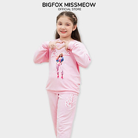Bộ nỉ thu đông bé gái BIGFOX MISS MEOW size đại, quần áo dài tay cho trẻ em phom Hàn Quốc cỡ 3,7,11 tuổi 20kg 40kg 1971 - 95cm,11 - 13kg (3) - BỘHỒNG C.CHÚA BLONDE