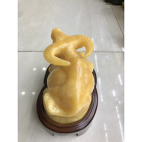 Mua Tượng con trâu giáp tuổi sửu phong thủy đá ngọc hoàng long đặt bàn làm việc - Dài 17cm