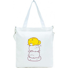 Túi Vải Đeo Chéo Tote Bag Họa Tiết 3 Mèo XinhStore
