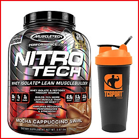 Sữa Tăng Cơ Nitro Tech - 4lbs - VỊ Mocha Cappuccino Swirl - Tặng Bình Lắc (Màu Ngẫu Nhiên)