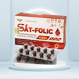 Sắt Folic B12 Kingphar , hộp 30 viên, hỗ trợ các trường hợp thiếu máu, thiếu sắt