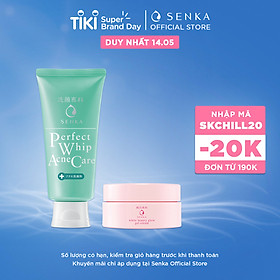 Sữa rửa mặt dành cho da mụn Senka Perfect Whip Acne Care 100g - Tặng Kem dưỡng trắng da ban đêm Senka 15g
