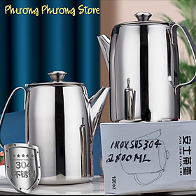 Bình đựng nước có nắp / Ca inox 2800ml có vòi SUS 304 Hàng dầy sáng bóng dùng mãi mãi ( xem kĩ mô tả sản phẩm )