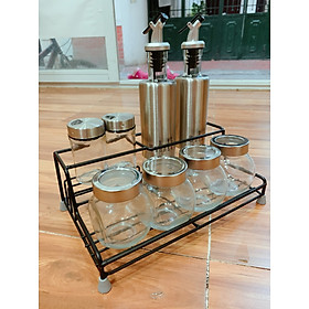 Mua Set 8 hũ gia vị kèm kệ đựng