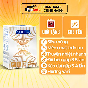 Bao cao su Shell Sensitive Prolong - Siêu mỏng 0.03mm, kéo dài thời gian - Hộp 3 cái