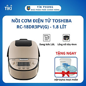 Nồi cơm điện tử Toshiba RC-18DR3PV(G) - 1.8 Lít - Sử dụng cho 4-6 người ăn - 11 chế độ nấu - Lòng nồi dày 4mm - Công nghệ nhiệt 3D - Hàng chính hãng