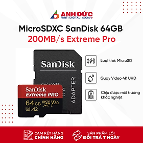 Mua Thẻ nhớ MicroSDXC SanDisk 64GB/128GB 200MB/s Extreme Pro UHS-I với Adapter SD - Hàng Chính Hãng