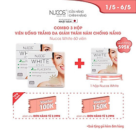 Combo 2 Hộp Viên uống hỗ trợ trắng da mờ thâm nám chống nắng Nucos White 60 viên