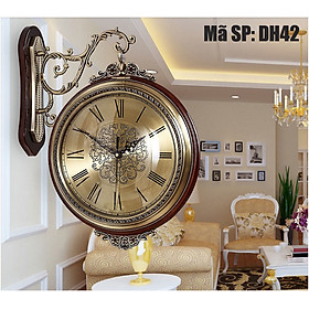 Mua Đồng hồ treo tường 2 mặt phong cách châu Âu DH42 - Chất liệu cao cấp - Kim trôi sang trọng