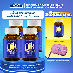 [Tặng Hộp 15v] Combo 4 Hộp 30v - Viên Uống Mọc Tóc Qik Hair For Men Ecogreen Giảm Rụng Tóc Cho Nam