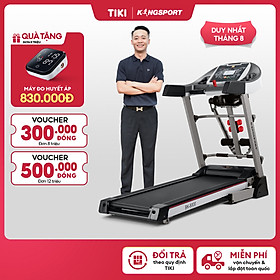 Máy chạy bộ KINGSPORT BK-8000 đa năng, thảm chạy rộng chống trơn, kèm đai massage và thanh gập bụng, cân nặng phù hợp từ dưới 75kg