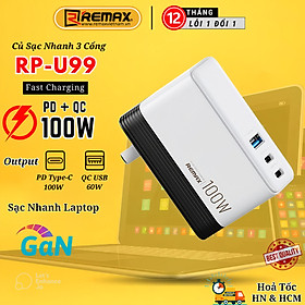 Mua Củ Sạc Nhanh 100W Remax U99 Cốc sạc GaN3 Pro - Sạc nhanh Laptop/Smartphone/Tablet 4-in-1 Hàng Chính Hãng Remax Bảo Hành 12 Tháng Lỗi 1 Đổi 1