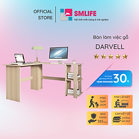 Bàn làm việc, bàn học gỗ hiện đại SMLIFE Darvell  | Gỗ MDF dày 17mm chống ẩm | D130xR130xC75cm