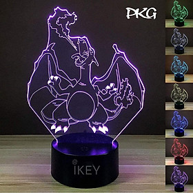 Mua Đèn Ngủ Led 3D Hình Charizard Pokemon Quà Tặng Trang Trí cảm ứng có Điều khiển từ xa nháy sáng 16 màu