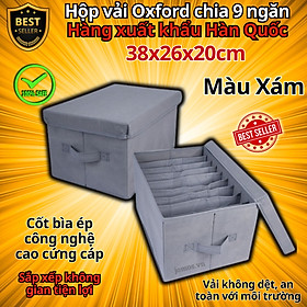 Mua Bộ hộp vải đựng đồ 9 ngăn và 16 ngăn mã HQ4 - Combo hộp vải đựng quần áo chia ngăn gọn gàng tiện lợi chất vải Oxford cao cấp