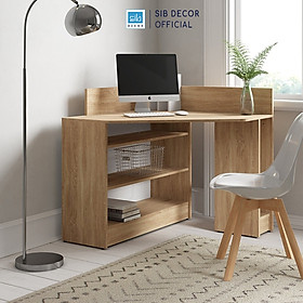 Mua Bàn Làm Việc Góc Tường Màu Vân Gỗ Sồi Phối Trắng Đơn Giản Thương Hiệu SIB Decor BLV103