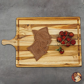 Mua Thớt gỗ Teak Chef Studio cao cấp hình chữ nhật có rãnh và tay cầm  dùng cho cắt thái và trang trí