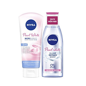 Bộ Đôi Làm Sạch NIVEA Pearl White Trắng Da (Sửa Rửa Mặt 100G + Nước Tẩy Trang Không Cồn 200ml)