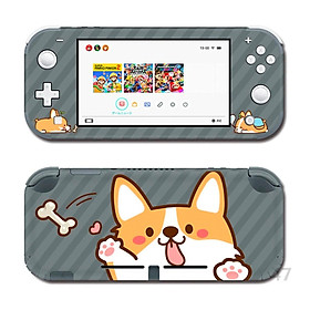 Mua Skin decal dán Nintendo Switch Lite mẫu Corgi Hello nền xám đen (dễ dán  đã cắt sẵn)