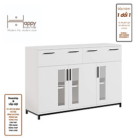 [Happy Home Furniture] LOUIS , Tủ lưu trữ 2 ngăn kéo 3 cửa mở - chân sắt , 126cm x 36cm x 84cm ( DxRxC), THK_059