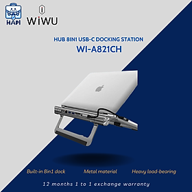 Mua Giá đỡ Laptop hàng chính hãng WiWU Wi-A821CH tích hợp HUB mở rộng Type-C 8-in-1: Linh hoạt  tối ưu mọi điều kiện