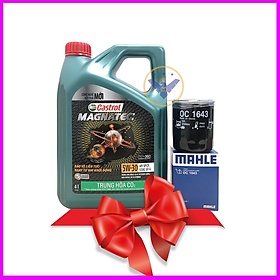Dầu nhớt ô tô tổng hợp toàn phần Castrol Magnatec 5W-30 API SP/CF Can 4L+ Lọc nhớt Mitsubishi-mahle OC1643