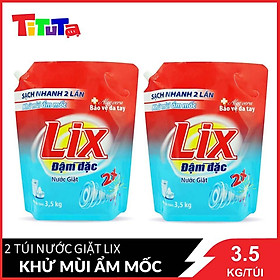 Nước giặt LIX Đậm đặc (Đỏ) tẩy sạch vết bẩn cực mạnh túi 3.5KGX2